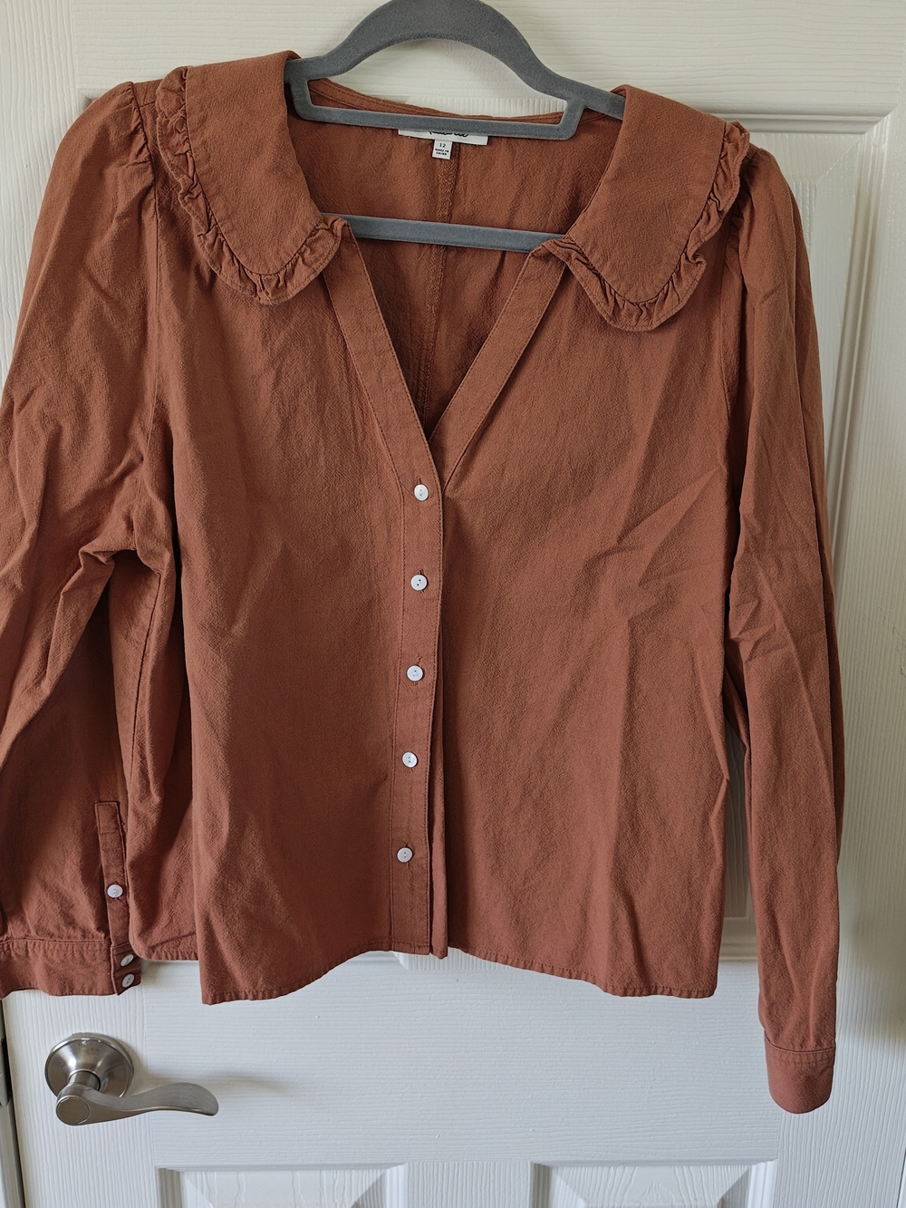 Madewell Button-Front Women’s Top with Ruffle Collar
